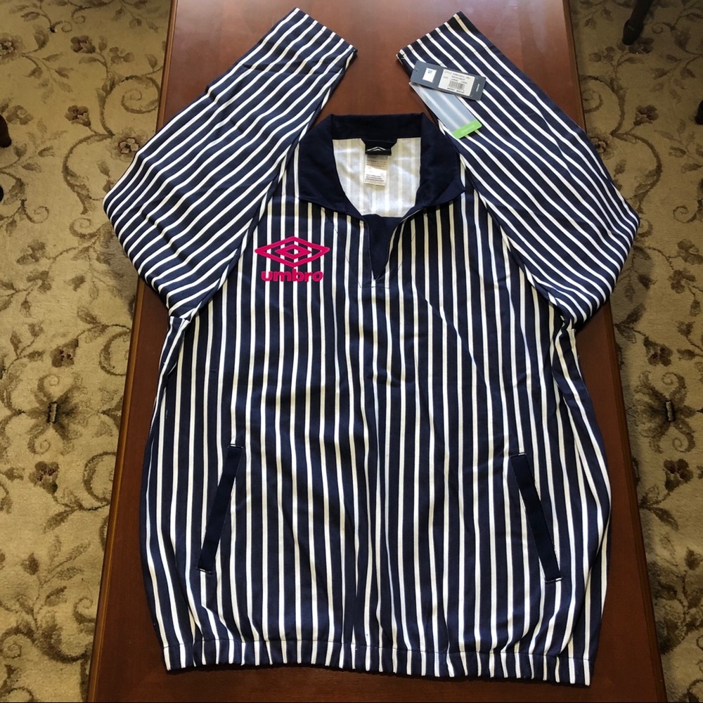 Umbro Striped Pullover Collared Jacket Size Large